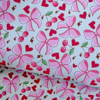 Cherry Bows 002 Canvas Fabric Sheet