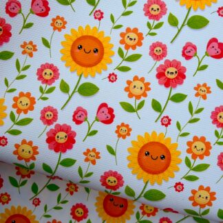 Happy Flowers 001 Canvas Fabric Sheet