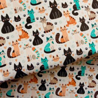 Cats 002 Canvas Fabric Sheet