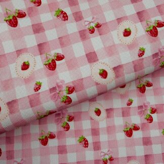 Strawberry Bow 007 Canvas Fabric Sheet