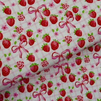 Strawberry Bow 003 Canvas Fabric Sheet