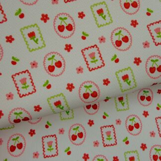 Cherries & Flowers 002 Canvas Fabric Sheet