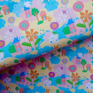 Cute Town 001 Canvas Fabric Sheet
