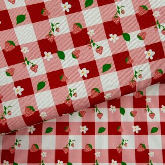 Strawberry Gingham 001 Canvas Fabric Sheet