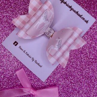 Unicorn 034 & Gingham Hair Bow