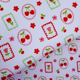 Cherries & Flowers 002 Canvas Fabric Sheet