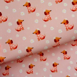 Floral Pup 001 Canvas Fabric Sheet