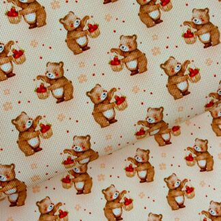 Strawberry Bear 001 Canvas Fabric Sheet