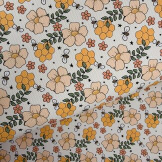 Flowers & Bees 001 Canvas Fabric Sheet