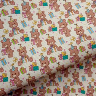 Birthday Bear 001 Canvas Fabric Sheet