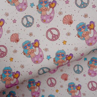 Peace & Mermaids 001 Canvas Fabric Sheet