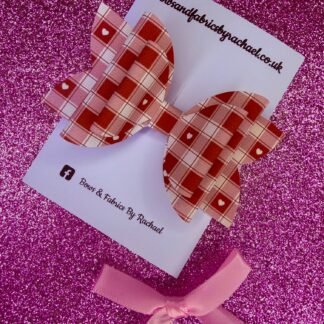Gingham Heart 001 Hair Bow