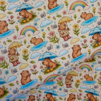 Rainy Day Capybara 001 Canvas Fabric Sheet