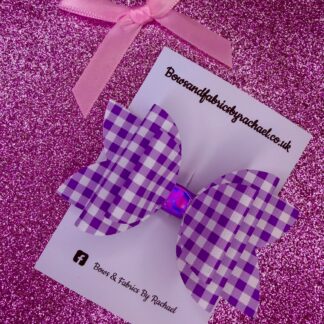 Purple Gingham Hair Bow