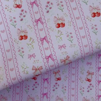 Cherries & Bows 001 Canvas Fabric Sheet