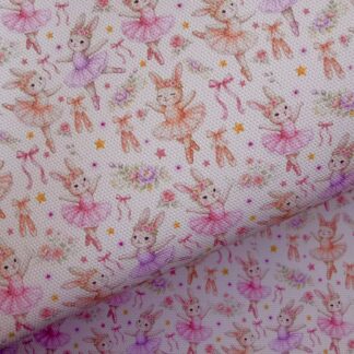 Ballerina Bunnies 001 Canvas Fabric Sheet