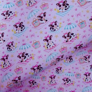 Summer Cow 001 Canvas Fabric Sheet
