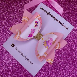 Pink Piggie & Rainbow 001 Hair Bow