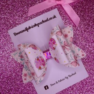 Pink Piggie Floral 001 Hair Bow
