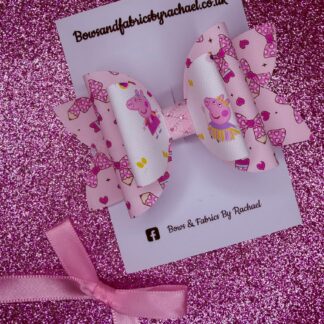 Pink Piggie School 001 Hair Bow