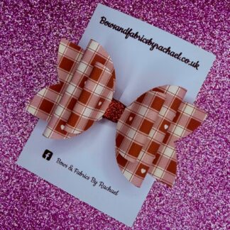 Gingham Heart 001 Hair Bow
