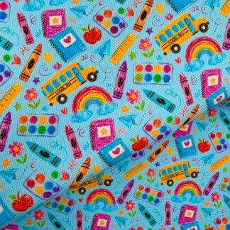 School Crayons 001 Canvas Fabric Sheet